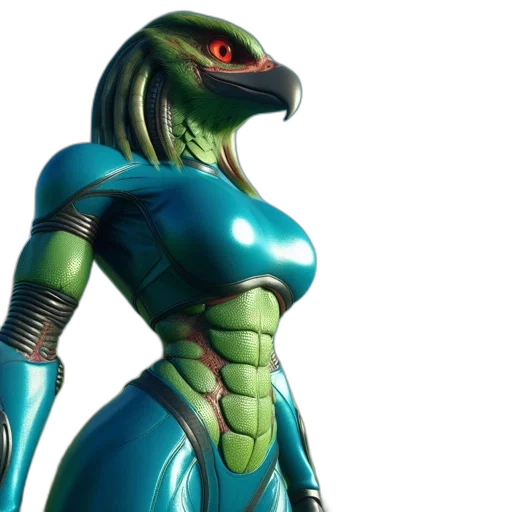 concept art, 3d render, comic book art, fantasy art, green, unique, creature, resembling transparent PNG cut-out