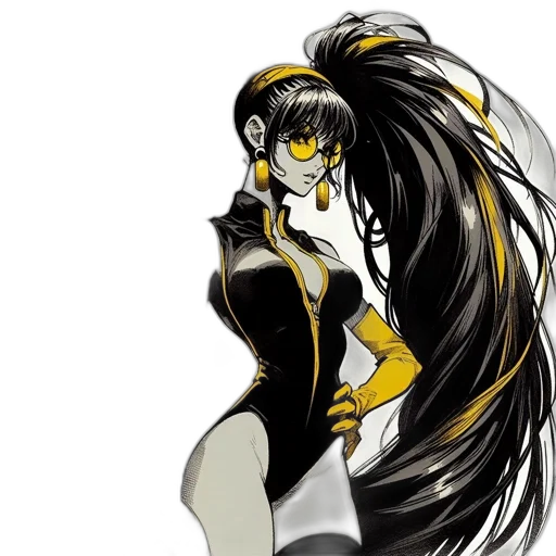 hair, anime, concept art, fantasy art, cartoon, monochrome, golden, animated transparent PNG cut-out