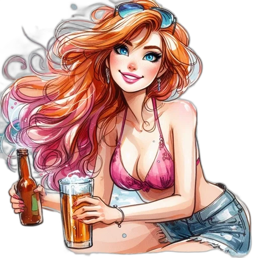 cartoon, fantasy art, anime, comic book art, pastel, colorful, female, character transparent PNG cut-out