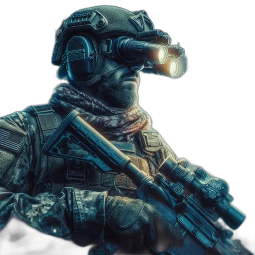 weapon, mask, staff, face, concept art, 3d render, cyberpunk, photorealistic transparent PNG cut-out