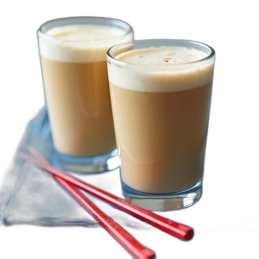 food, two, glasses, creamy, beverage, frothy, top, placed transparent PNG cut-out