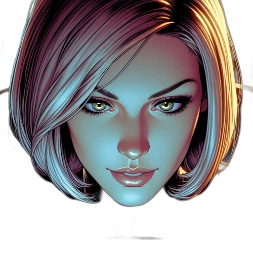 face, jewelry, comic book art, concept art, cartoon, fantasy art, neon lights, red transparent PNG cut-out