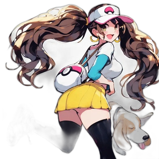 staff, hair, dress, animal, anime, pixel art, concept art, cartoon transparent PNG cut-out
