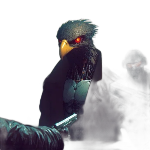 animal, mask, weapon, creature, concept art, cyberpunk, photorealistic, 3d render transparent PNG cut-out