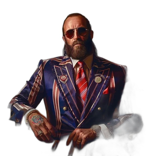jacket, staff, concept art, photorealistic, comic book art, pixel art, man, beard transparent PNG cut-out