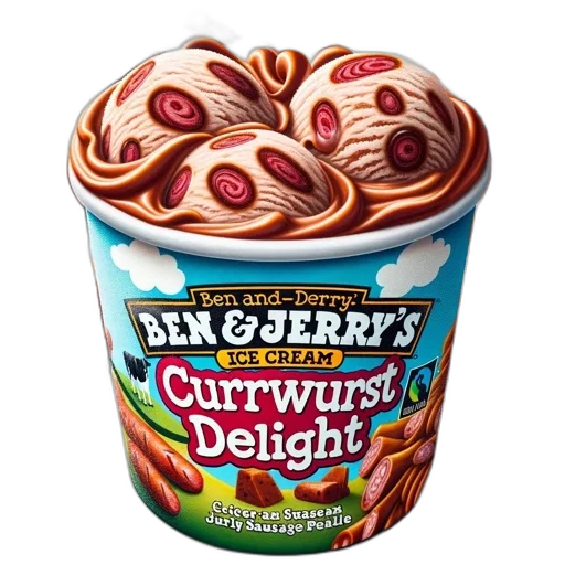 food, ben, jerry, currwurst, delight, ice, cream, features transparent PNG cut-out