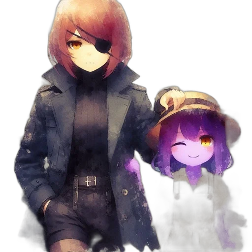 hat, jacket, mask, staff, pixel art, watercolor, concept art, anime transparent PNG cut-out
