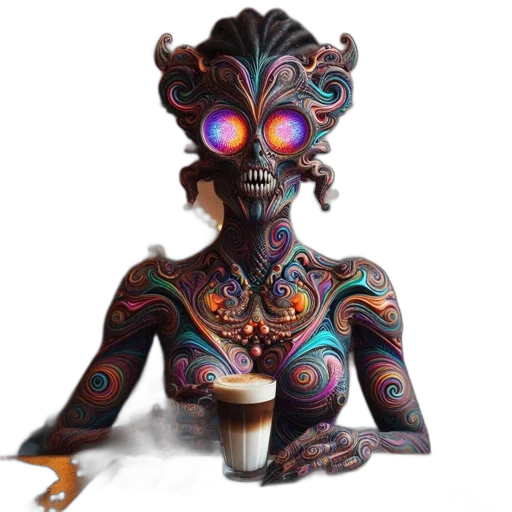 creature, mask, staff, concept art, fantasy art, 3d render, pixel art, surreal transparent PNG cut-out