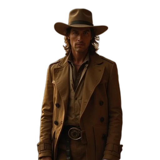 jacket, hat, staff, concept art transparent PNG cut-out
