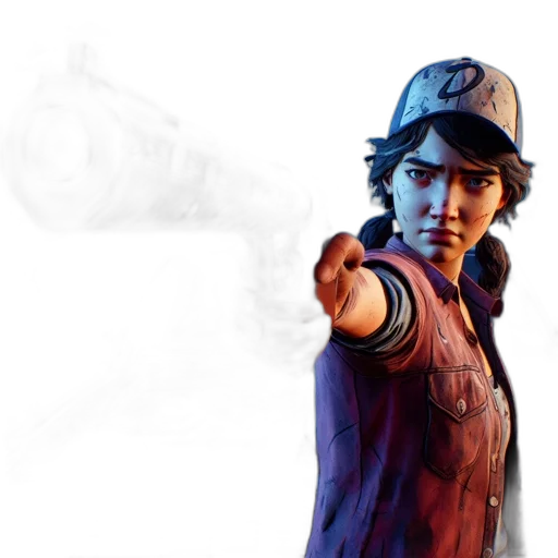 concept art, photorealistic, 3d render, woman, wearing, red, jacket, hat transparent PNG cut-out