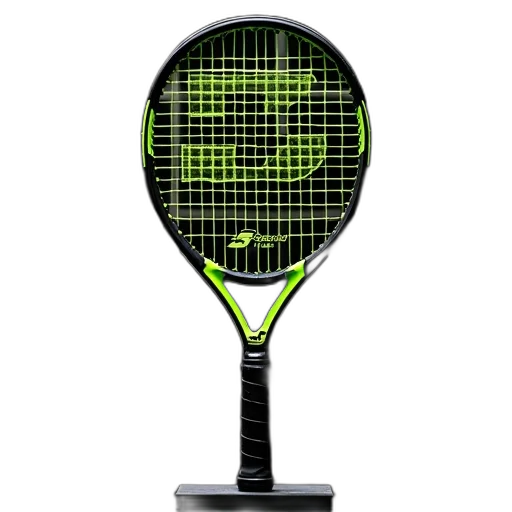 weapon, 3d render, close-up, tennis, racket, black, green, design transparent PNG cut-out