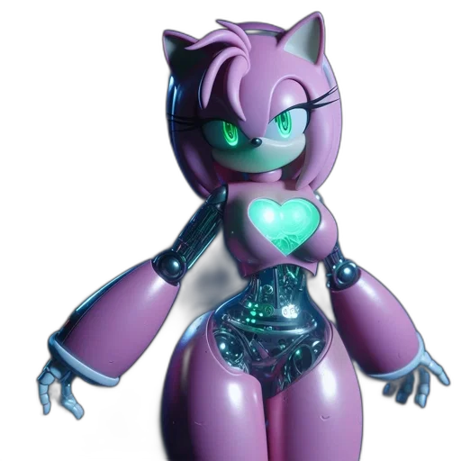 robot, 3d render, concept art, vaporwave, cyberpunk, anthropomorphic, feline-robot, hybrid transparent PNG cut-out
