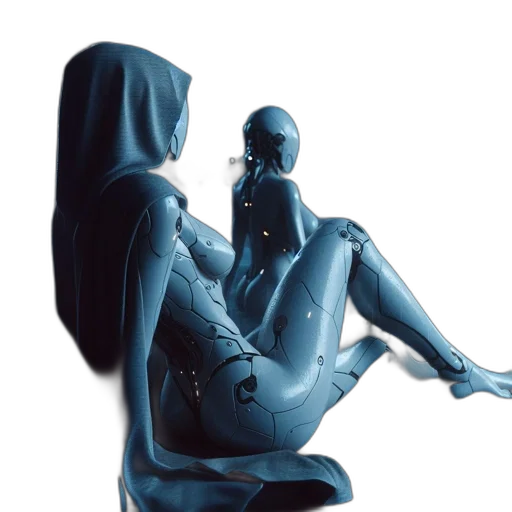 robot, jewelry, dress, jacket, concept art, cyberpunk, 3d render, photorealistic transparent PNG cut-out