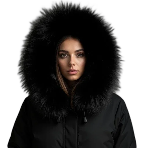 jacket, photorealistic, fur, hood transparent PNG cut-out