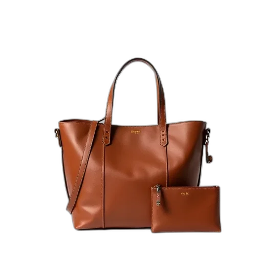 3d render, earth tones, brown, leather, handbag, long, strap, small transparent PNG cut-out