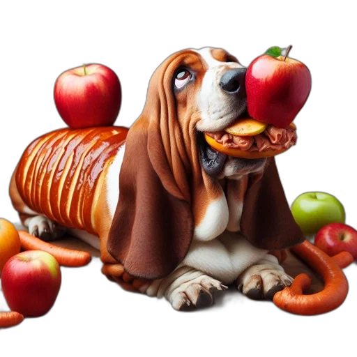 food, animal, creature, photorealistic, concept art, 3d render, anthropomorphized, dog transparent PNG cut-out