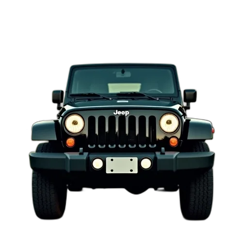 car, photorealistic, 3d render, black, jeep, parked, road, clear transparent PNG cut-out
