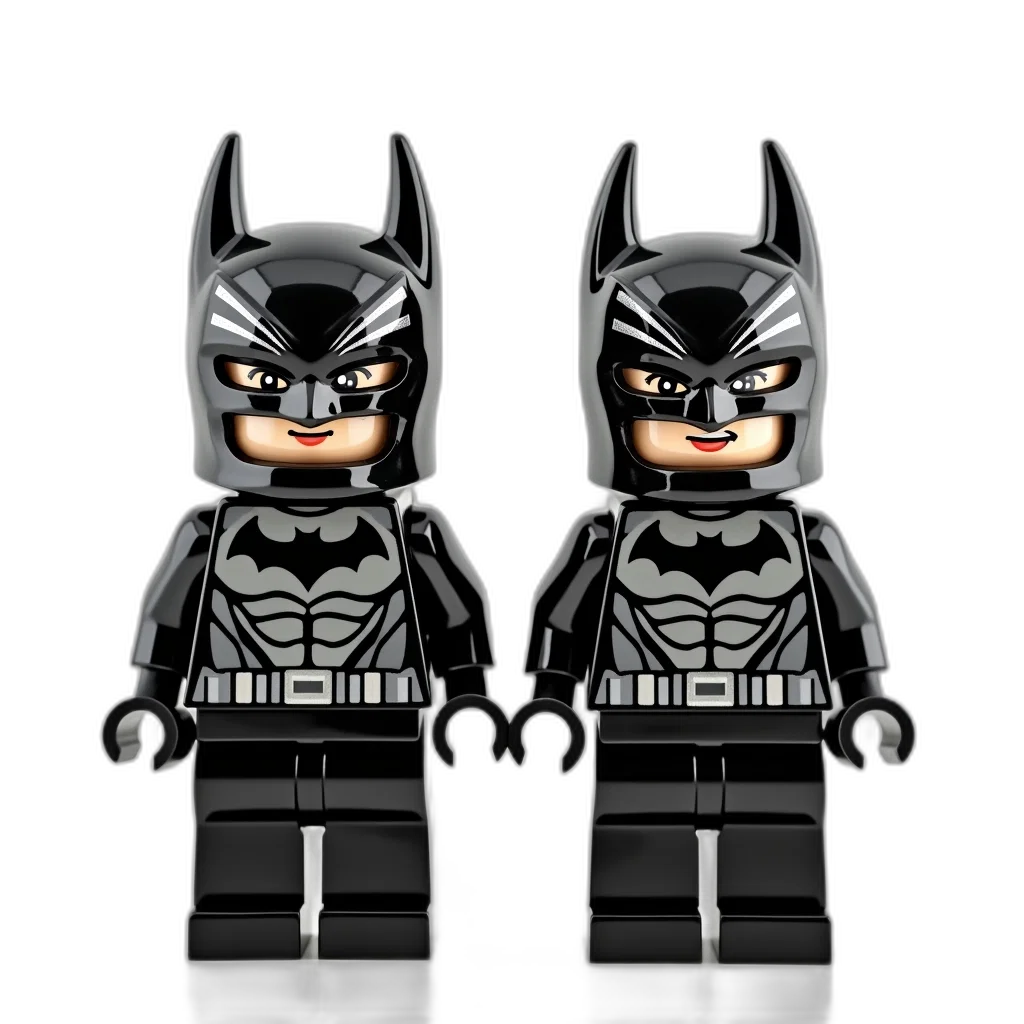 comic book art, 3d render, concept art, two, lego, figures, superhero, mask transparent PNG cut-out