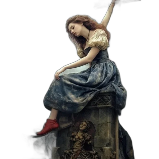 dress, staff, sword, crown, fantasy art, concept art, photorealistic, oil painting transparent PNG cut-out