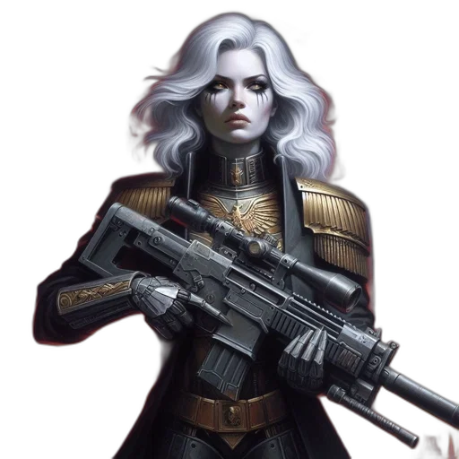 weapon, concept art, fantasy art, comic book art, cyberpunk, dark, regal, woman transparent PNG cut-out