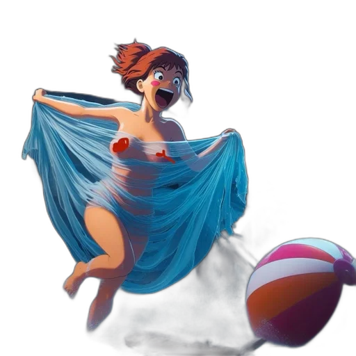 dress, concept art, fantasy art, 3d render, watercolor, underwater, fog, blue transparent PNG cut-out