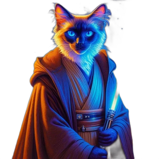 staff, jacket, animal, fantasy art, concept art, pixel art, comic book art, blue transparent PNG cut-out