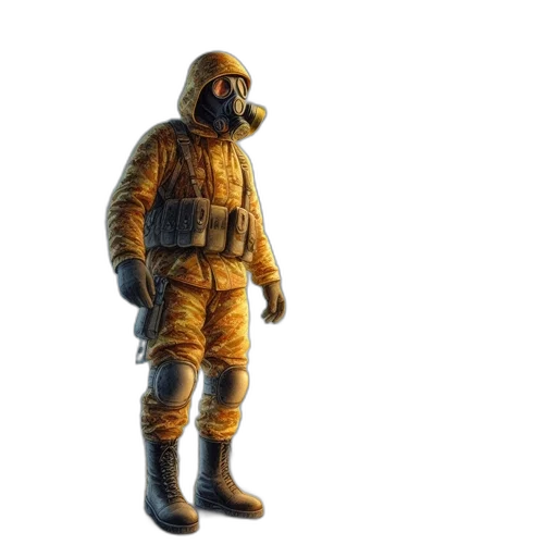 jacket, mask, staff, creature, concept art, 3d render, pixel art, outer space transparent PNG cut-out