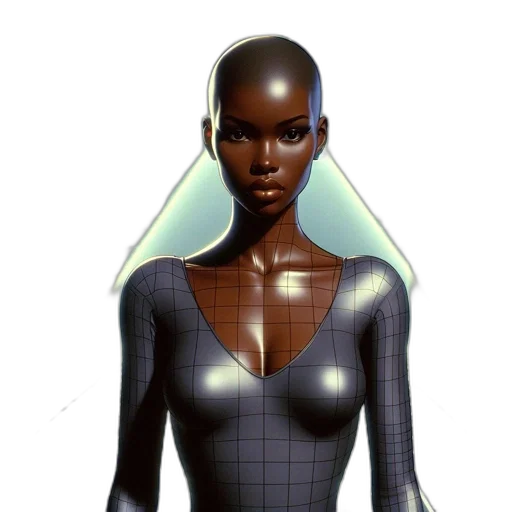 robot, dress, jewelry, face, concept art, cyberpunk, comic book art, pixel art transparent PNG cut-out