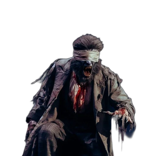 jacket, staff, mask, hat, concept art, 3d render, photorealistic, cyberpunk transparent PNG cut-out