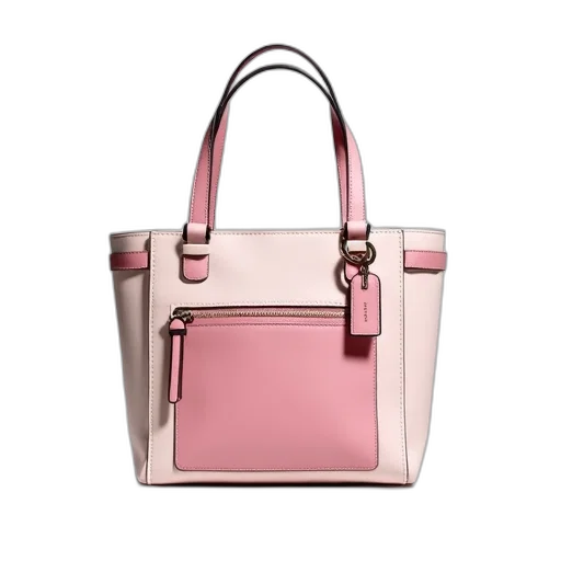 pastel, pink, white, coach, leather, pocket, tote, featuring transparent PNG cut-out