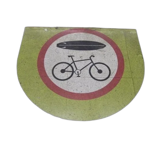 sign, bicycle, surfboard, middle transparent PNG cut-out