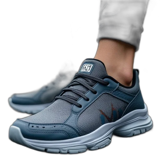 shoes, 3d render, photorealistic, concept art, vaporwave, blue, liang, men transparent PNG cut-out
