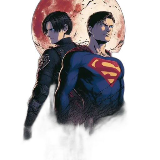 comic book art, concept art, fantasy art, watercolor, outer space, two, animated, characters transparent PNG cut-out