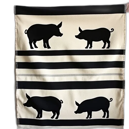 black, white, striped, rug, pattern, pigs, background, displayed transparent PNG cut-out