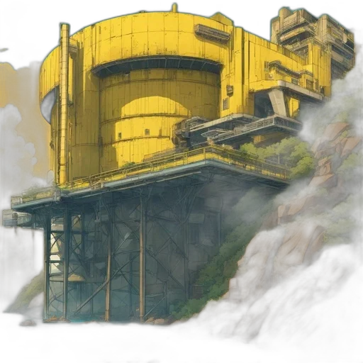 building, robot, weapon, concept art, 3d render, watercolor, fantasy art, fog transparent PNG cut-out