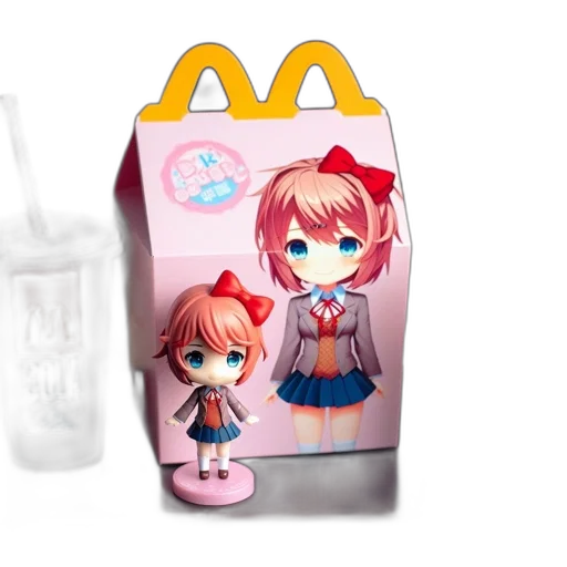 food, bottle, 3d render, concept art, photorealistic, vaporwave, mcdonald, happy transparent PNG cut-out