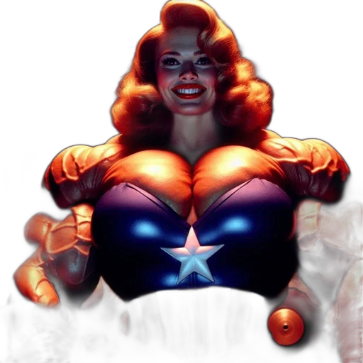 comic book art, concept art, pixel art, 3d render, muscular, woman, captain, america-like transparent PNG cut-out