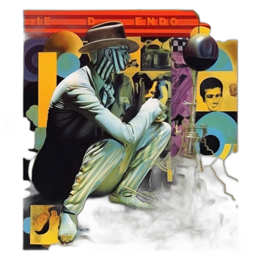concept art, comic book art, figure, striped, hat, black, white, face transparent PNG cut-out