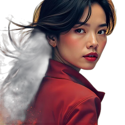 dragon, face, jacket, photorealistic, fantasy art, comic book art, oil painting, fire transparent PNG cut-out
