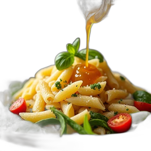 food, photorealistic, 3d render, adding, dressing, pasta, salad transparent PNG cut-out