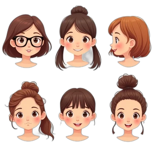 face, hair, cartoon, anime, concept art, 3d render, pastel, monochrome transparent PNG cut-out