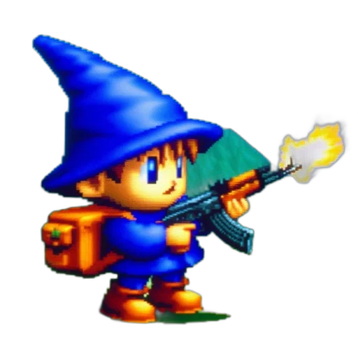 weapon, staff, hat, sword, pixel art, concept art, 3d render, fantasy art transparent PNG cut-out