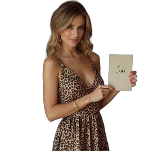 dress, bride, leopard, print transparent PNG cut-out