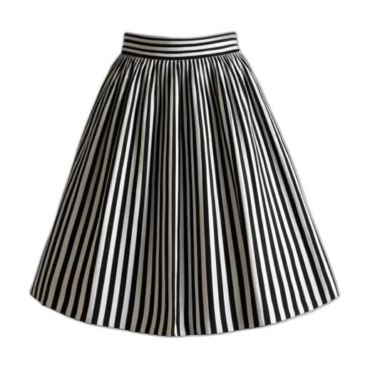 dress, hair, monochrome, black, white, stripe, pleated, skirt transparent PNG cut-out