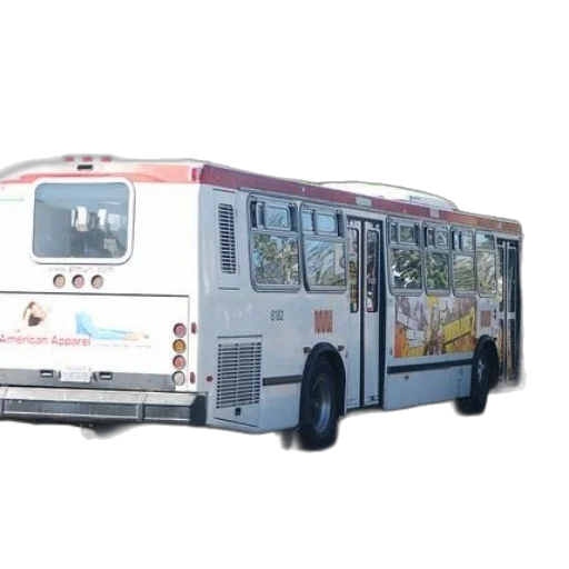 3d render, photorealistic, concept art, white, bus, advertisement, american, apparel transparent PNG cut-out