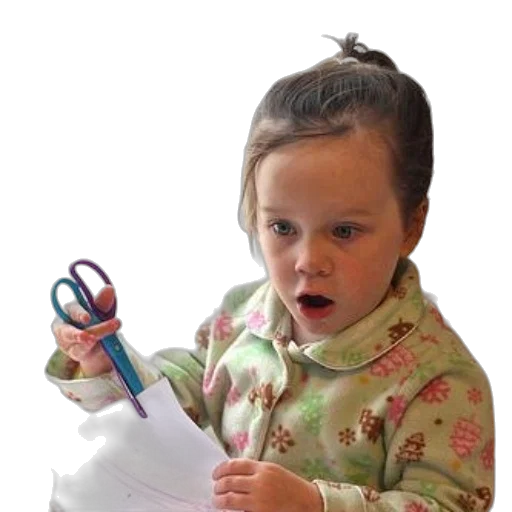 face, staff, photorealistic, young, girl, pajamas, holds, pair transparent PNG cut-out