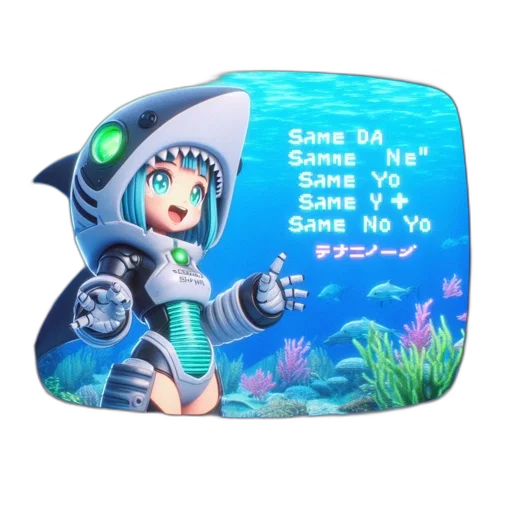 robot, vaporwave, 3d render, concept art, pixel art, underwater, outer space, retro transparent PNG cut-out