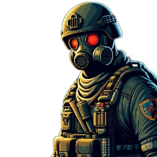 robot, mask, concept art, pixel art, cyberpunk, comic book art, figure, helmet transparent PNG cut-out