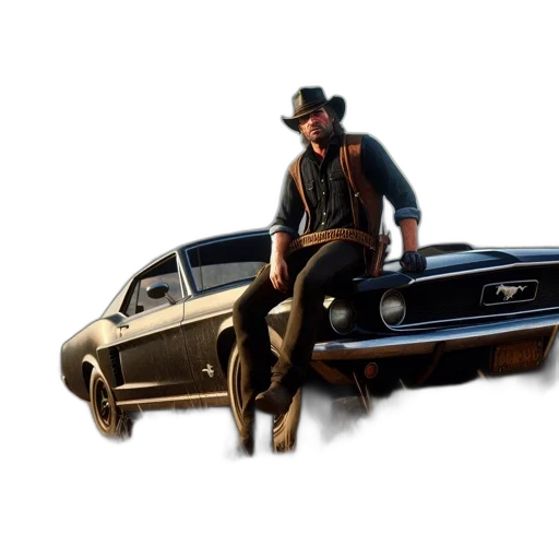 car, hat, concept art, 3d render, photorealistic, pixel art, man, cowboy transparent PNG cut-out