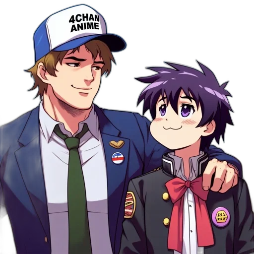 jacket, hat, staff, anime, cartoon, pixel art, comic book art, two transparent PNG cut-out